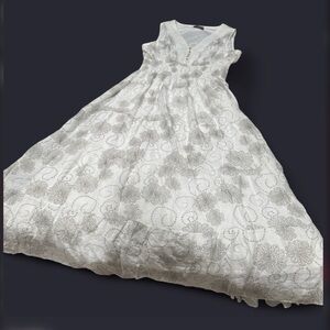 Elegant White and Silver Maxi Dress